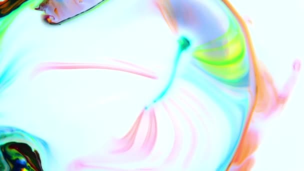 Close Shot Abstract Colorful Fluid Paint Flowing Background Texture — Stockvideo