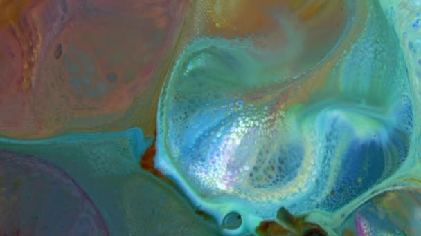 Abstract Kleurrijke Galactische Sacrale Vloeibare Inkt Golven Textuur Achtergrond — Stockvideo