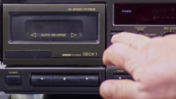 Vintage Cassette Eject Old Cassette Player Footage — Stock Video
