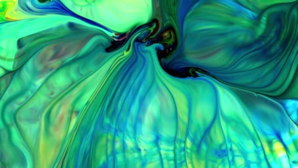 Fluid Painting Abstract Textuur Intensieve Kleurrijke Mix Van Galactische Levendige — Stockvideo