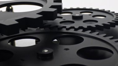 Siyah mekanik dişliler ve dişli çarklar