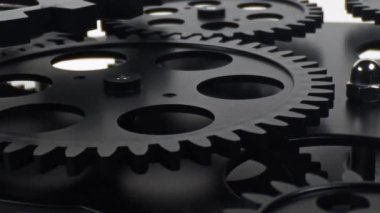 Siyah mekanik dişliler ve dişli çarklar