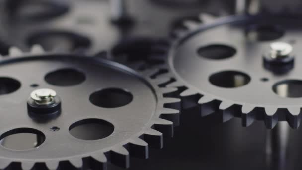 Black Mechanical Gears Cogwheels — Stock Video