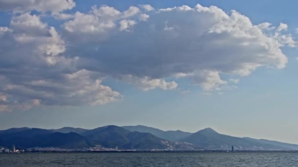 Ocean Cityscape Rain Clouds Footage — Stockvideo