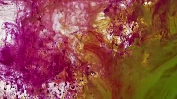 Abstract Levendige Kleur Inkt Druppels Verspreiden Water Textuur — Stockvideo