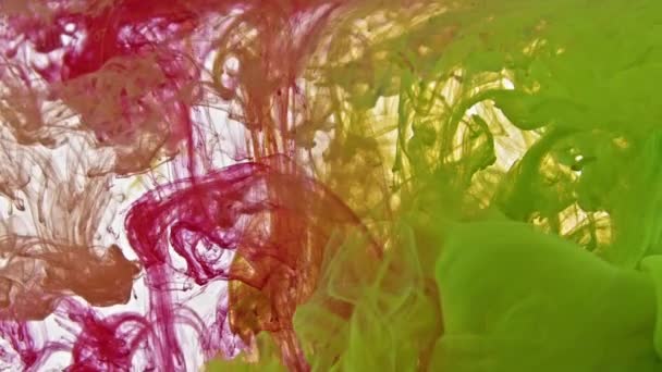 Abstrakt Levande Färg Bläck Droppar Spridning Vatten Textur — Stockvideo