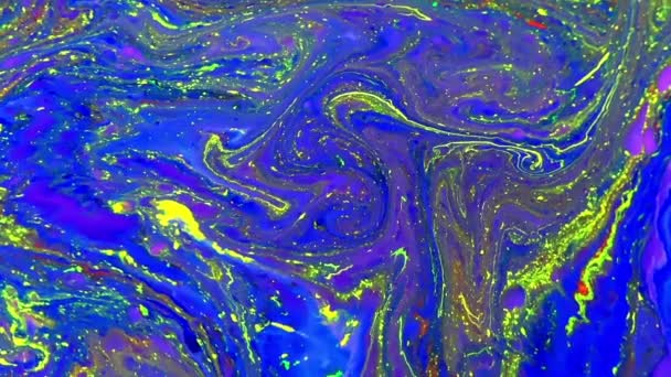 Liquid Colorful Paint Pattens Mix Câmera Lenta Padrões Tinta Cor — Vídeo de Stock