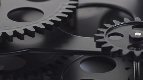 Black Gears Cogs Командна Робота Кадри — стокове відео