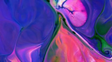 Sıvı Renkli Boya ağır çekimde patent alır. Sıvı renkli boya desenleri üst görünüm. Çok renkli sıvı boya yüzeyi.