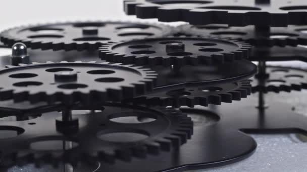 Black Gears Cogs Praca Zespołowa — Wideo stockowe