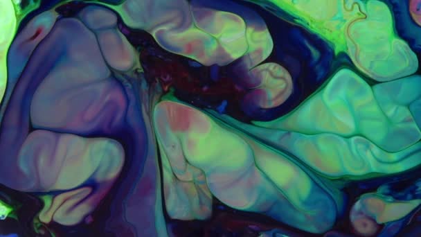 Fluid Painting Abstract Texture Intensive Colorful Mix Galactic Vibrant Colors — Stock Video