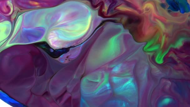 Absztrakt végtelen színes hurkok és robbanások hipnotizáló részletes felületi színes festék terjed.