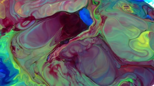 Abstrakta Oändliga Färgslingor Och Explosioner Hypnotisering Detaljerad Yta Färgglada Målningar — Stockvideo