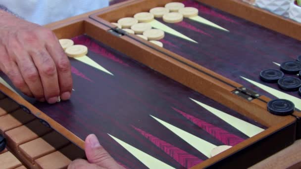 Slow Motion Outdoor Backgammon Game — Stockvideo