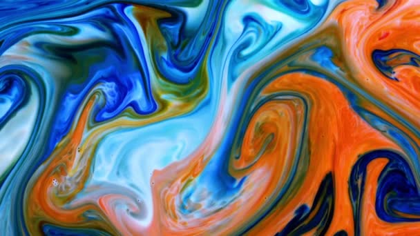 Close Shot Abstract Colorful Fluid Paint Flowing Background Texture — Stockvideo