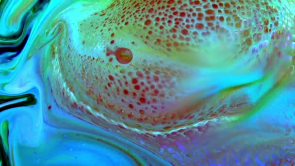 Close Shot Abstract Colorful Fluid Paint Flowing Background Texture — Video Stock
