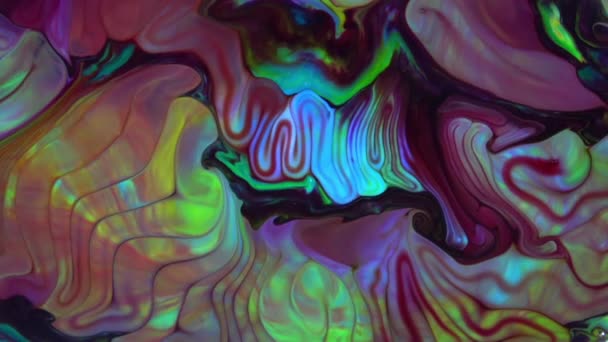 Close Shot Abstract Colorful Fluid Paint Flowing Background Texture — Wideo stockowe