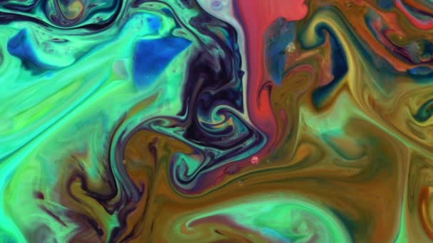 Close Shot Abstract Colorful Fluid Paint Flowing Background Texture — Wideo stockowe