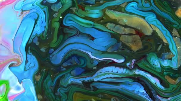 Крупним Планом Знімок Абстрактних Барвистих Рідких Фарб Течуть Текстури Тла — стокове відео