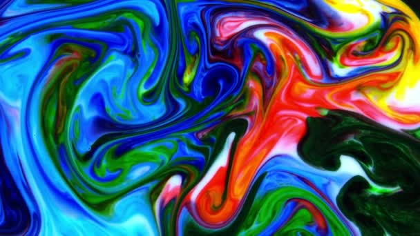 抽象のクローズアップカラフルな流体塗装の背景テクスチャ — ストック動画
