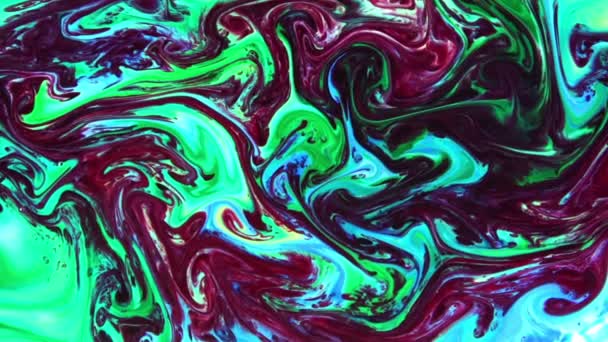 Close Abstract Colorful Fluid Paint Latar Belakang — Stok Video