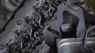 Scrap Car Engine Parts Footage.