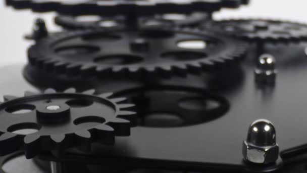 Industrial Machine Gears Cogs Mechanism Work — Vídeos de Stock