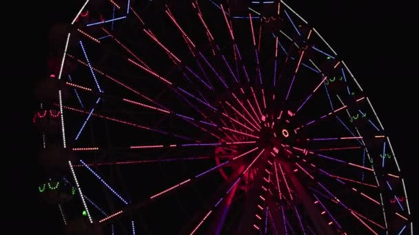 Ferris Wheel Night Amusement Park Footage — стоковое видео