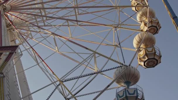 Ferris Wheel Sunset Light Amusement Park Footage — Vídeos de Stock