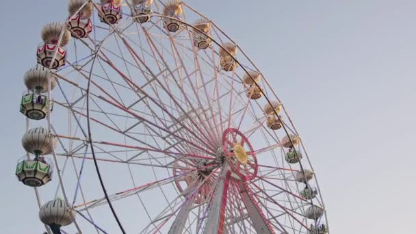 Ferris Wheel Sunset Light Amusement Park Footage — Video Stock