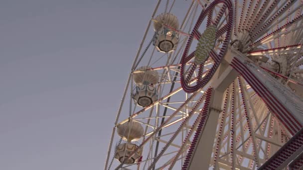 Ferris Wheel Sunset Light Amusement Park Footage — Wideo stockowe