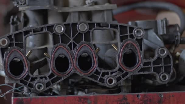 Carburador Coche Banco Filmación Taller Reparación — Vídeos de Stock