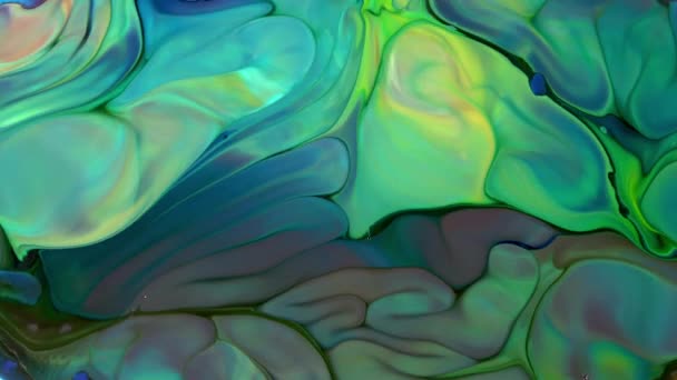 Fluid Painting Abstract Texture Intensive Colorful Mix Galactic Vibrant Colors — Stock Video