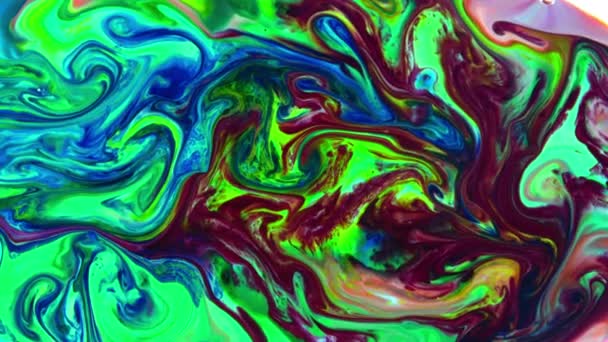 流体塗装アブストラクトテクスチャ銀河のカラフルなミックス鮮やかな色テクスチャスタイル — ストック動画