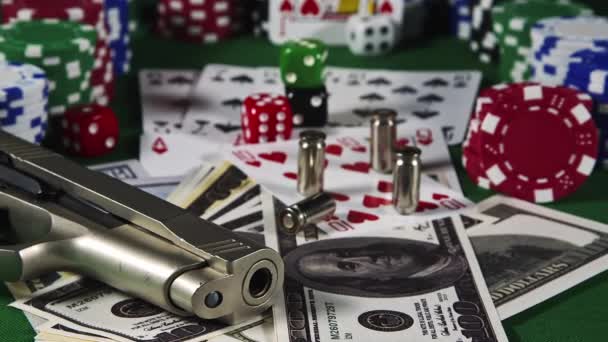 Slider Shot Câmera Move Para Direita Mesa Poker — Vídeo de Stock