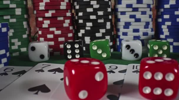 Camera Moves Backwards Poker Table — Stock Video