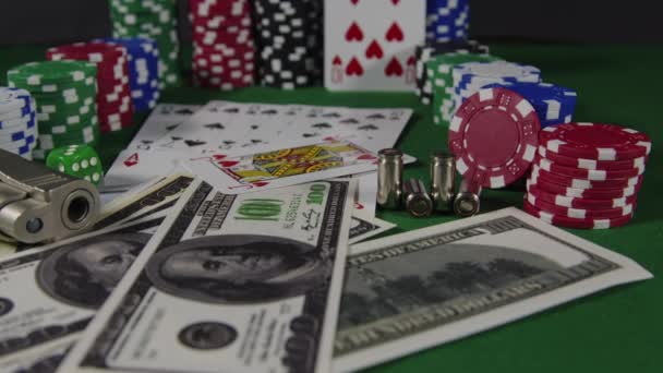 Les Dés Tombent Sur Table Poker — Video