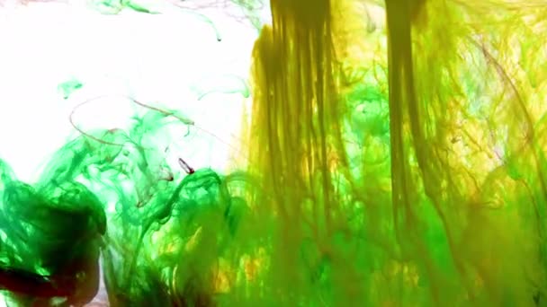 Abstract Dans Verspreiding Van Kleurrijke Inktpatronen Verven Waterachtergrond — Stockvideo