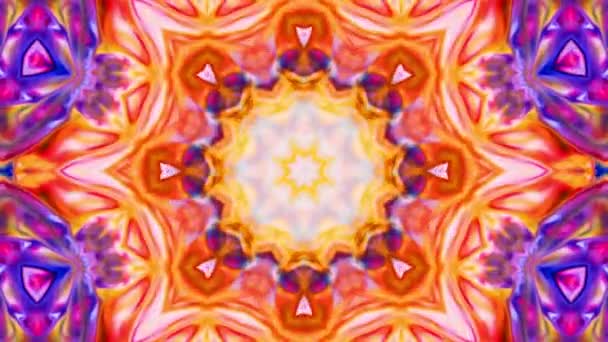 Abstraktes Ornament Symmetrisches Kaleidoskop Hintergrundtextur Footage — Stockvideo