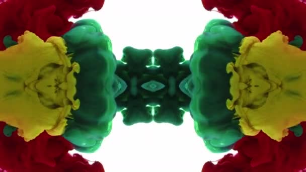 Kaleidoscope Tinta Orgânica Colorida Mandala Art Design Filmagem Fundo Abstrato — Vídeo de Stock