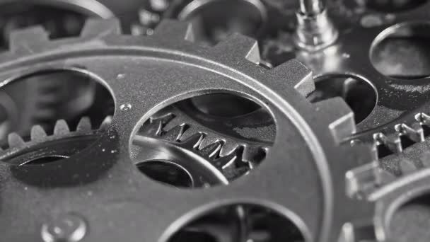 Vintage Grunge Silver Metal Mechanical Gears Záběry — Stock video