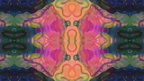 Abstraktní Ornament Symetrický Kaleidoskop Pozadí Textura Záběry — Stock video