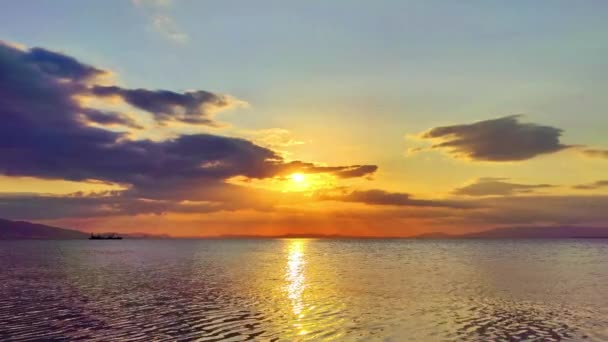 Ocean Zachód Słońca Plaży Island Jesiennym Nagraniu — Wideo stockowe