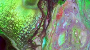 Soyut Sonsuz Renk Döngüleri ve Patlamalar Ayrıntılı Renkli Yüzey Boyaları Hipnotize Ediyor.