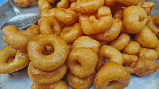 Turkish Donut Lokma Fried Dough American Donuts Lokma Melts Your — Stock Video