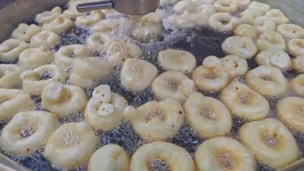 Turco Donut Lokma Massa Frita Contrário American Donuts Lokma Derrete — Vídeo de Stock