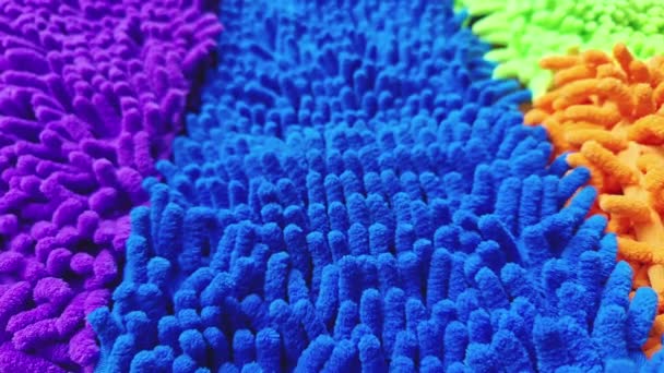 Resumen Colorido Microfibra Fregona Almohadilla Detalle Textura Fondo Material — Vídeos de Stock