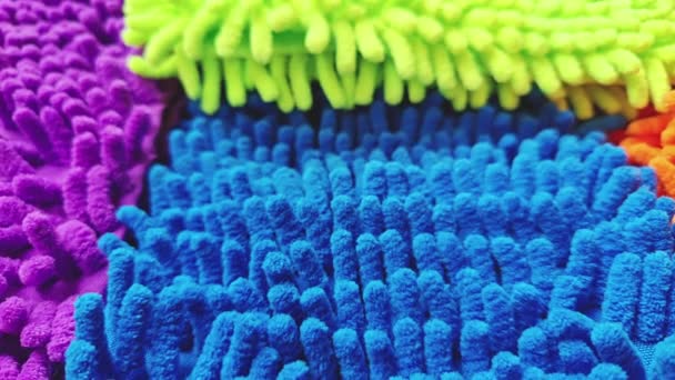 Abstract Colorful Microfiber Mop Pad Detail Texture Background Footage — Stock Video