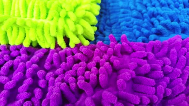 Abstrait Coloré Microfibre Balai Détail Texture Fond Footage — Video