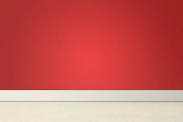 Порожня кімната з червоною стіною і лінолеумом — стокове фото